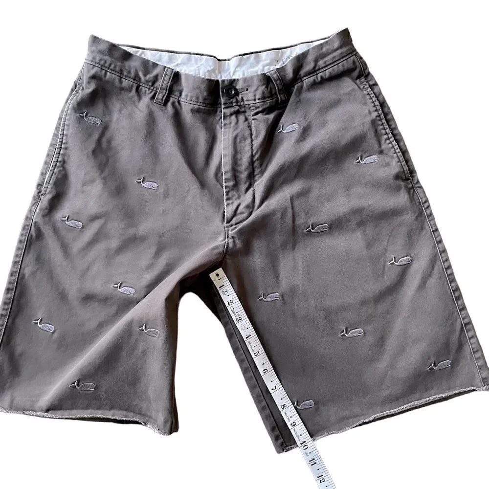 J Crew Dark Gray Distressed Signature Whale Embroidered Shorts Men’s Size 31 W